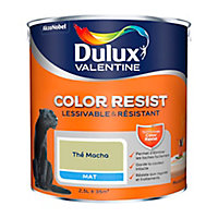 Peinture murs et boiseries Dulux Valentine Color Resist thé macha mat 2,5L