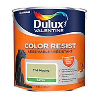Peinture murs et boiseries Dulux Valentine Color Resist thé macha satin 2,5L