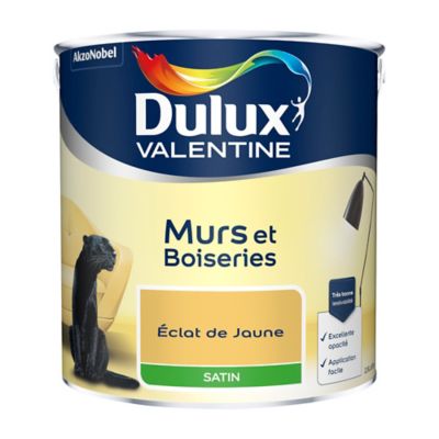 Peinture murs et boiseries Dulux Valentine éclat de jaune satin 2,5L