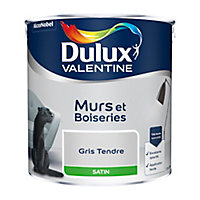 Peinture murs et boiseries Dulux Valentine gris tendre satin 2,5L