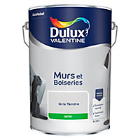 Peinture murs et boiseries Dulux Valentine gris tendre satin 5L