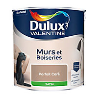 Peinture murs et boiseries Dulux Valentine parfait café satin 2,5L
