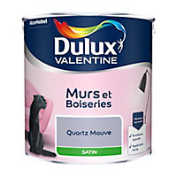 Peinture murs et boiseries Dulux Valentine quartz mauve satin 2,5L
