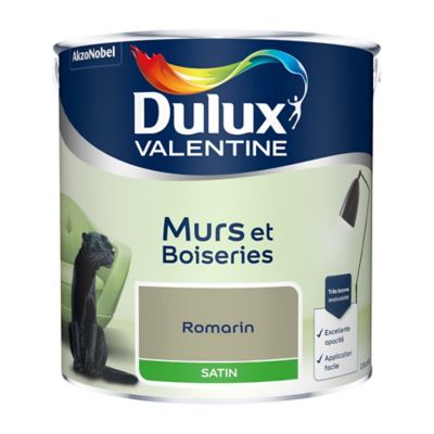 Peinture murs et boiseries Dulux Valentine romarin satin 2,5L