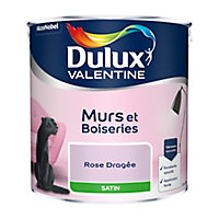 Peinture murs et boiseries Dulux Valentine rose dragée satin 2,5L
