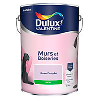 Peinture murs et boiseries Dulux Valentine rose dragée satin 5L