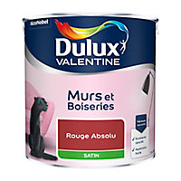 Peinture murs et boiseries Dulux Valentine rouge absolu satin 2,5L