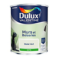 Peinture murs et boiseries Dulux Valentine zeste vert satin 0,75L