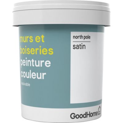 Peinture murs et boiseries GoodHome blanc North Pole satin 0,75L