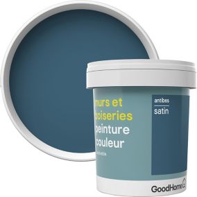 Peinture murs et boiseries GoodHome bleu Antibes satin 0,75L