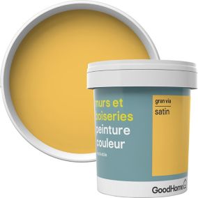 Peinture murs et boiseries GoodHome jaune Gran Via satin 0,75L