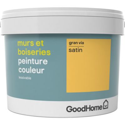 Peinture murs et boiseries GoodHome jaune Gran Via satin 2,5L