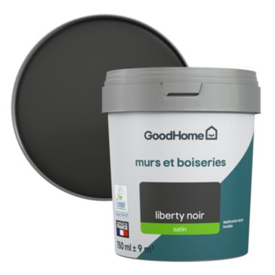 Peinture murs et boiseries GoodHome noir Liberty satin 0,75L