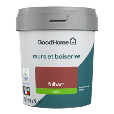Peinture murs et boiseries GoodHome rouge Fulham satin 0,75L