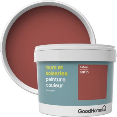 Peinture murs et boiseries GoodHome rouge Fulham satin 2 5L