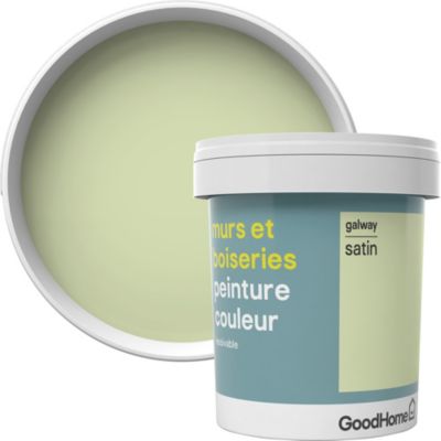 Peinture résistante murs, boiseries et métal GoodHome vert Galway satin 0,75L main image 1