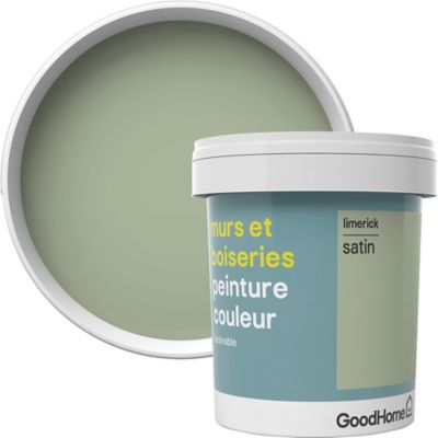 Peinture murs et boiseries GoodHome vert Limerick satin 0,75L  Castorama