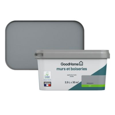 Peinture murs et boiseries gris delaware satin GoodHome 2.5 L
