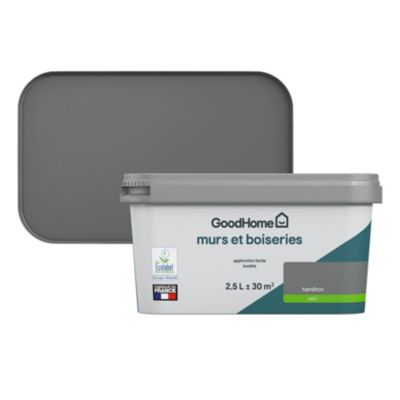 Peinture murs et boiseries gris hamilton satin GoodHome 2.5 L