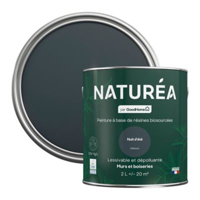 Peinture murs et boiseries gris nuit d'été velours GoodHome Naturéa 2 L
