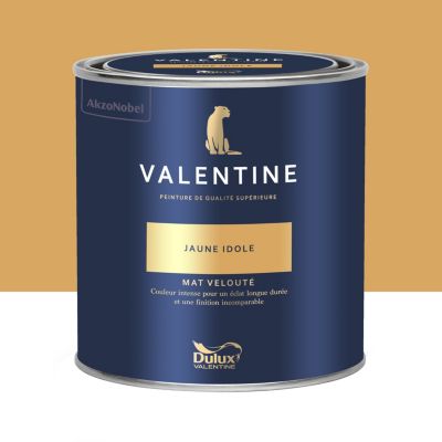 Peinture murs et boiseries jaune idole Dulux Valentine Mat Velouté 0.5 L