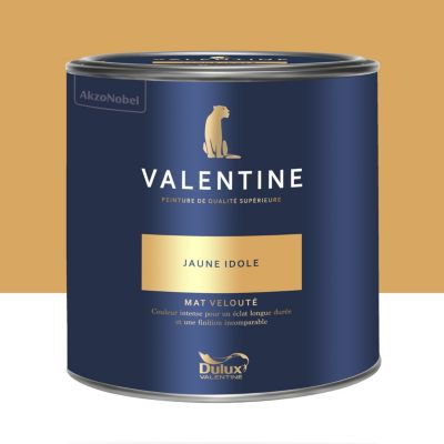 Peinture murs et boiseries jaune idole Dulux Valentine Mat Velouté 2 L