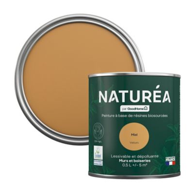 Peinture murs et boiseries jaune miel velours GoodHome Naturéa 0.5 L