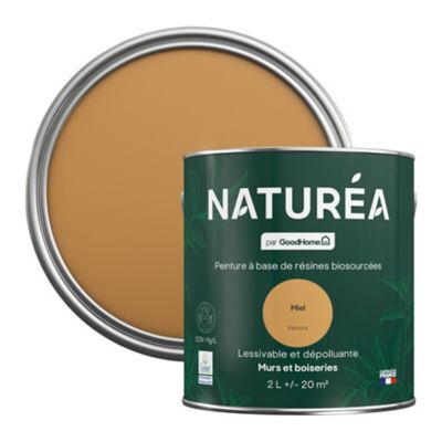 Peinture murs et boiseries jaune miel velours GoodHome Naturéa 2 L