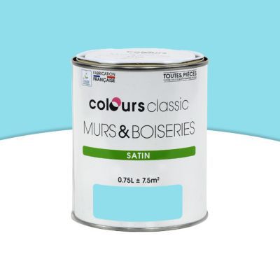 Peinture Murs Et Boiseries Lagon Bleu Satin 0 75l Castorama