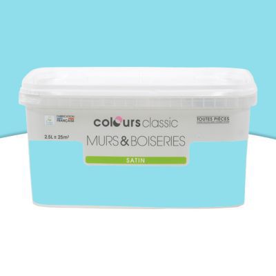 Peinture Murs Et Boiseries Lagon Bleu Satin 2 5l Castorama