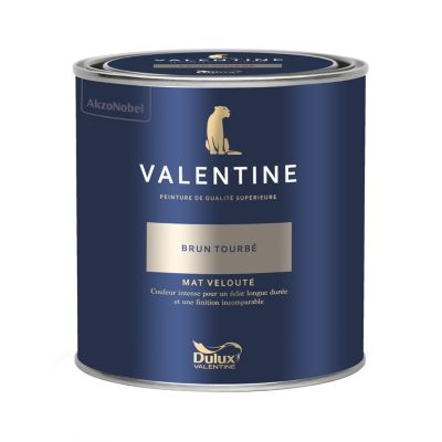Peinture murs et boiseries marron brun tourbé Dulux Valentine Mat Velouté 0.5 L