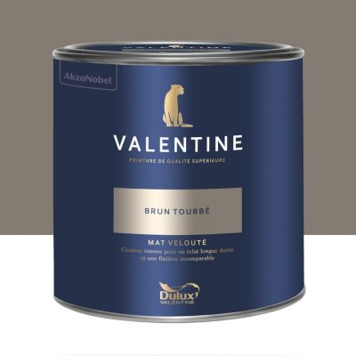 Peinture murs et boiseries marron brun tourbé Dulux Valentine Mat Velouté 2 L