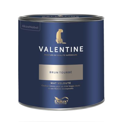 Peinture murs et boiseries marron brun tourbé Dulux Valentine Mat Velouté 2 L