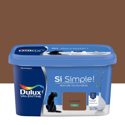 Peinture murs et boiseries marron le chocolat satin Dulux Valentine Si Simple ! 2.5 L