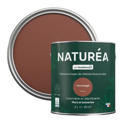 Peinture murs et boiseries marron terre d'argile velours GoodHome Naturéa 2 L