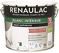 Peinture murs et boiseries monocouche blanc satin Renaulac 10L