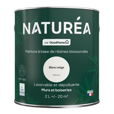 Peinture murs et boiseries Naturéa par GoodHome blanc neige velours 2L