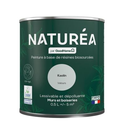 Peinture murs et boiseries Naturéa par GoodHome kaolin velours 0.5L