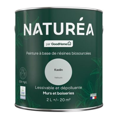 Peinture murs et boiseries Naturéa par GoodHome kaolin velours 2L