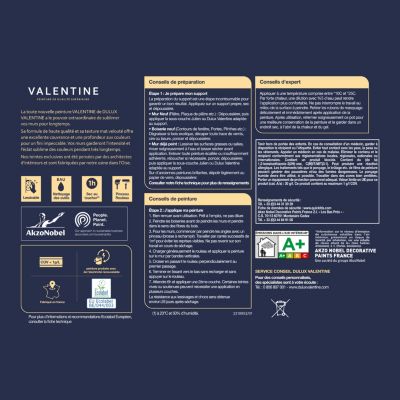 Peinture murs et boiseries noir clair obscur Dulux Valentine Mat Velouté 2 L
