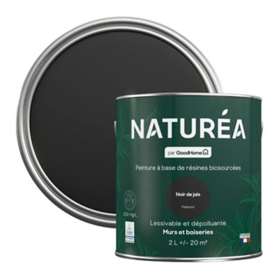 Peinture murs et boiseries noir de jais velours GoodHome Naturéa 2 L