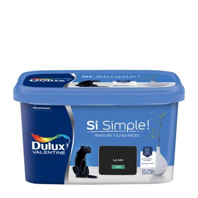 Peinture murs et boiseries noir le noir satin Dulux Valentine Si Simple ! 2.5 L