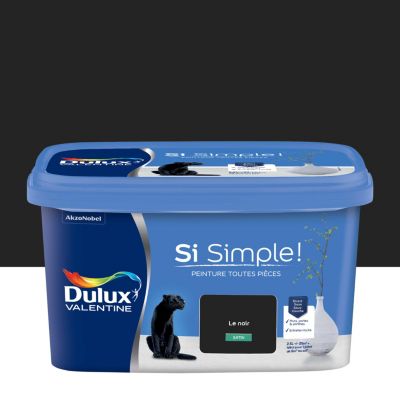 Peinture murs et boiseries noir le noir satin Dulux Valentine Si Simple ! 2.5 L
