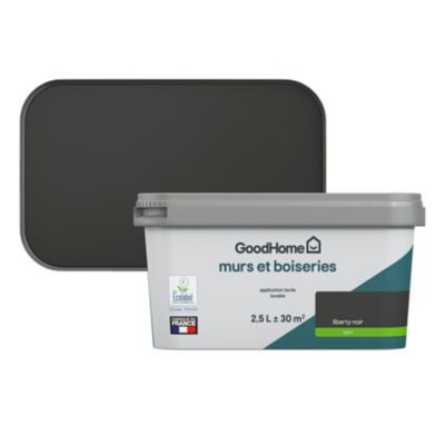 Peinture murs et boiseries noir liberty satin GoodHome 2.5 L