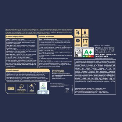 Peinture murs et boiseries noir magnétite Dulux Valentine Mat Velouté 2 L