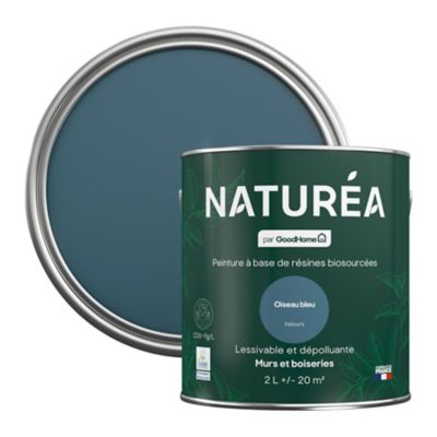 Peinture murs et boiseries oiseau bleu velours GoodHome Naturéa 2 L