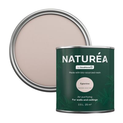 Peinture murs et boiseries rose églantine velours GoodHome Naturéa 0.5 L