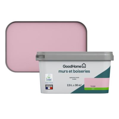 Peinture murs et boiseries rose hyogo satin GoodHome 2.5 L