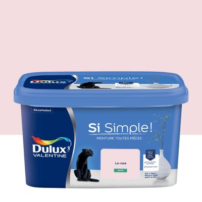 Peinture murs et boiseries rose le rose satin Dulux Valentine Si Simple ! 2.5 L