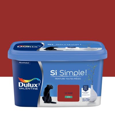 Peinture murs et boiseries rouge le rouge satin Dulux Valentine Si Simple ! 2.5 L